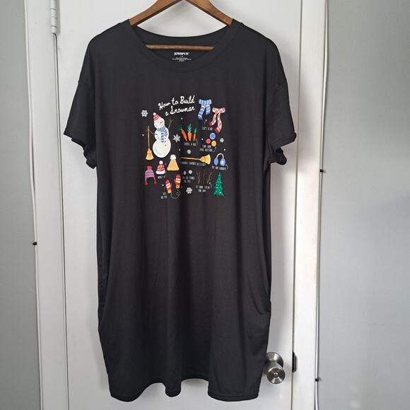 Joy Spun Other - Joy Spun Black "How to Build a Snowman" Sleep Shirt Women's L/XL